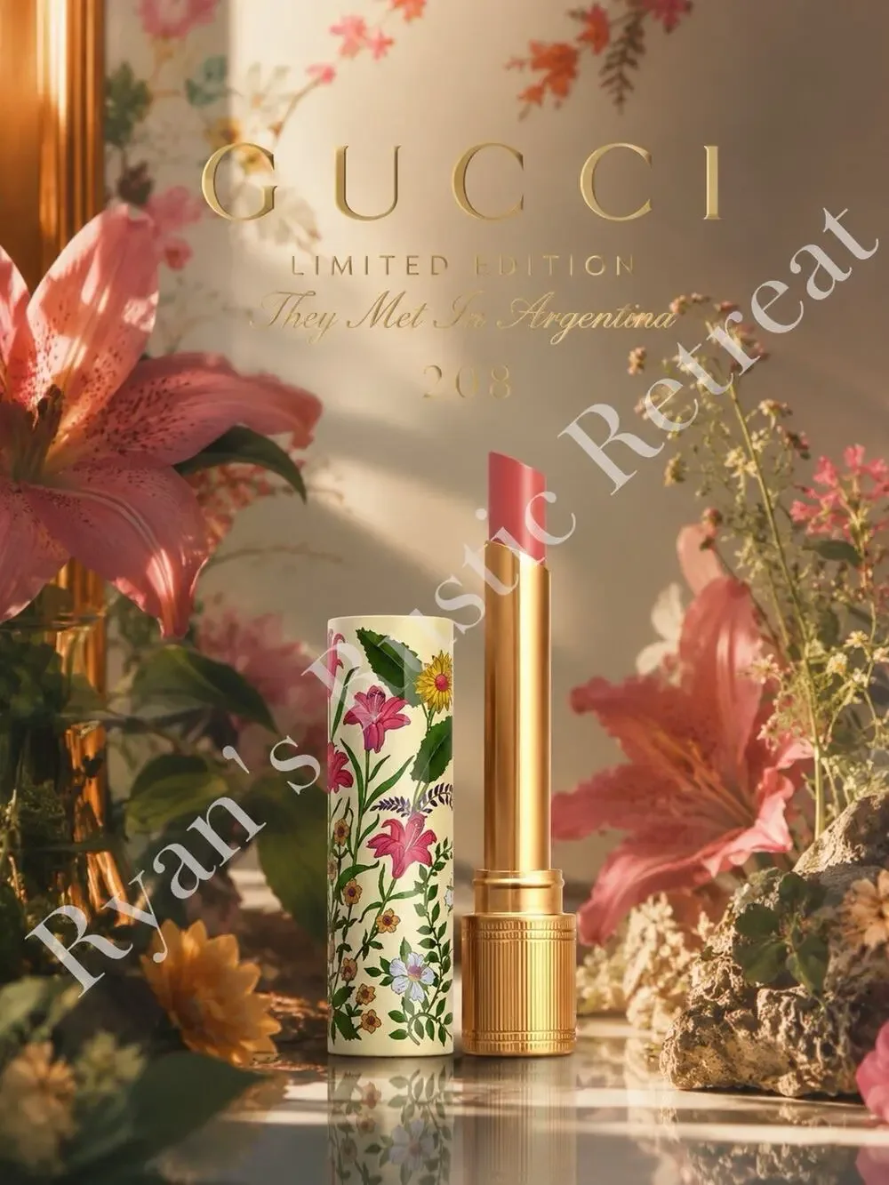 Gucci Rouge de Beauté Brillant 208 They Met In Argentina Limited Ed. Lipstick